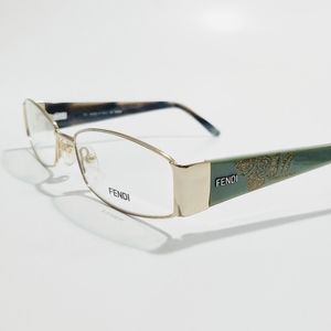 Fendi Gold and Green Women's Glasses no lenses was used for prescription glasses